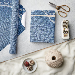 Denim Blue Jeans Diamond  Wrapping Paper