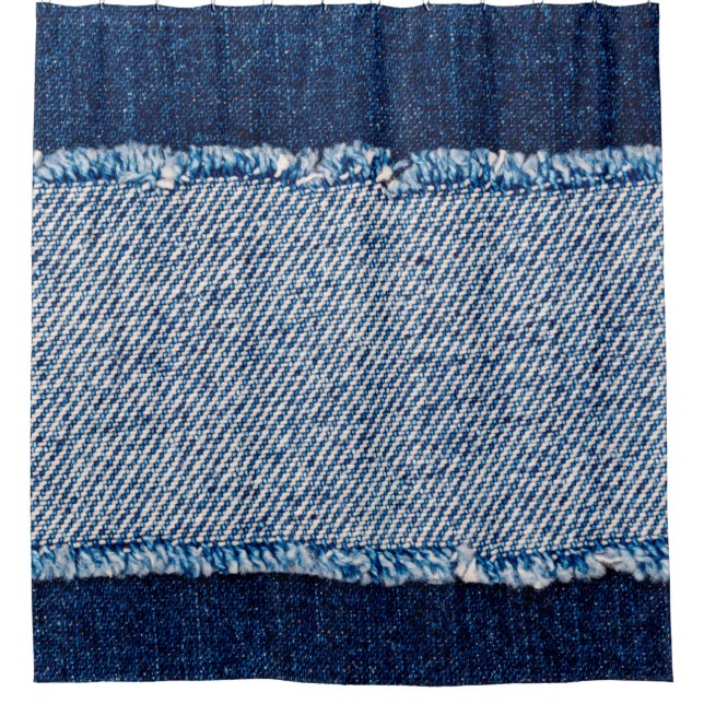Denim blue jeans fabric frame. Bleached denim fabr (Front)