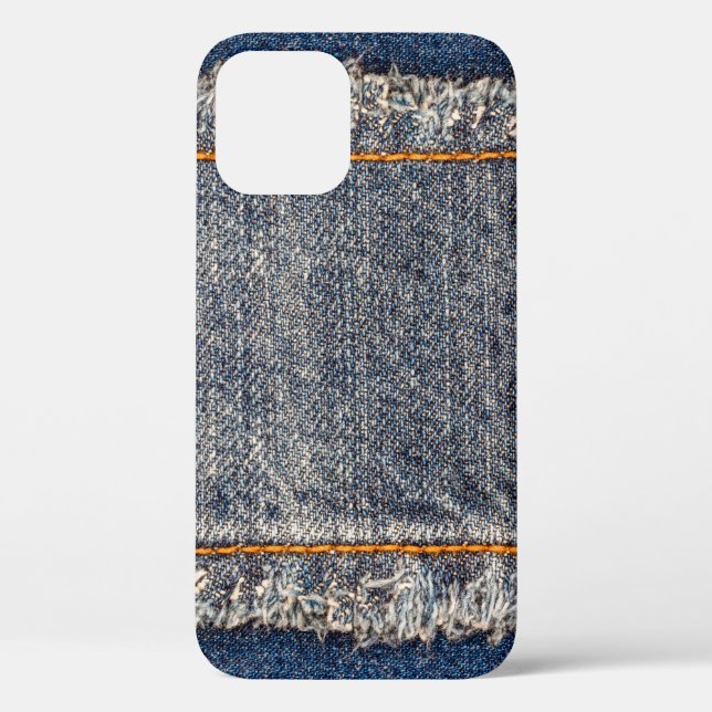 Denim blue jeans fabric frame. Bleached denim fabr Case-Mate iPhone Case (Back)