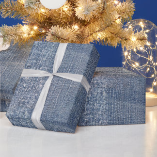 Denim Blue Jeans Print Wrapping Paper