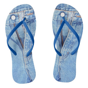 Denim blue jeans zipper flip flops