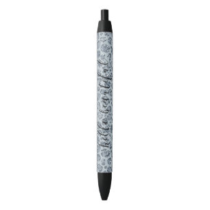Denim Blue Leopard Print Glitter        Black Ink Pen