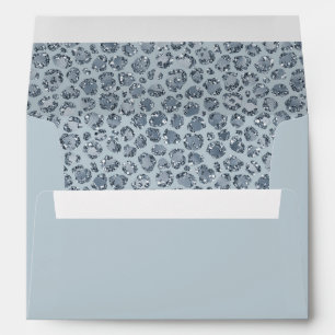 Denim Blue Leopard Print Glitter Envelope