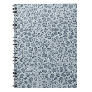 Denim Blue Leopard Print Glitter Notebook