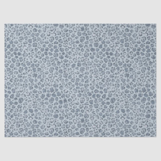 Denim Blue Leopard Print Glitter     Tissue Paper (Front)