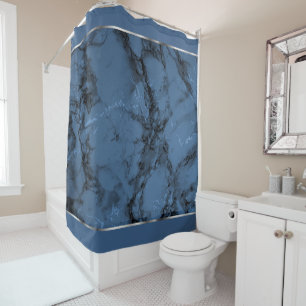 Denim Blue Marble with Silver Accents