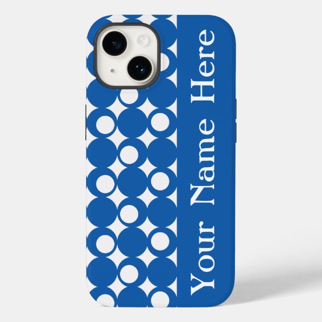 Denim Blue Mod Ball Design with name Case-Mate iPhone Case (Back)