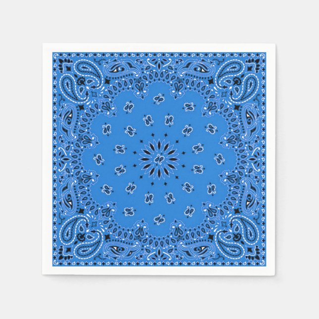 Denim Blue Paisley Bandana Scarf BBQ Picnic Napkin (Front)