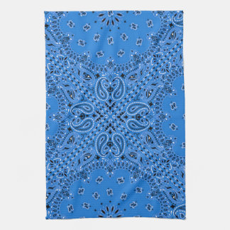 Denim Blue Paisley Western Bandana Scarf Print Kitchen Towel
