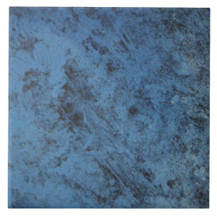 Denim Blue Retro antique car, rusted metal Tile
