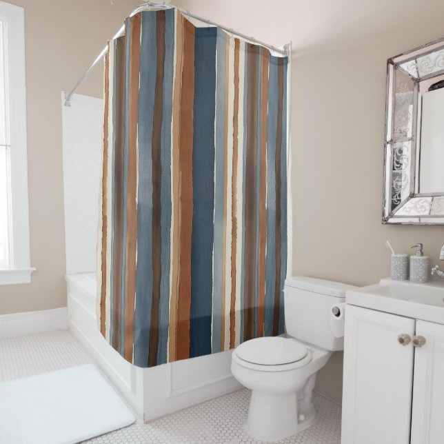Denim-blue rust and brown stripes (In Situ)