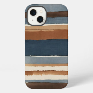 Denim-blue rust and brown stripes iPhone 13 case