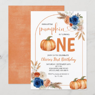 Denim Blue Rustic Citrouille 1er Invitation annive