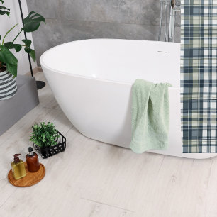 Denim Blue Sage Green White Plaid