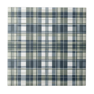 Denim Blue Sage Green White Tile