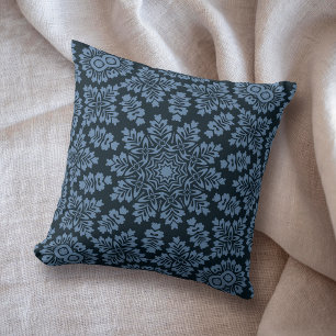 Denim Blue Star Geometric Throw Pillow