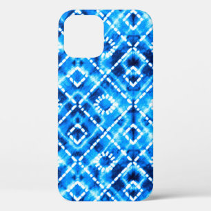 Denim blue tie die texture repeat modern pattern iPhone 12 case