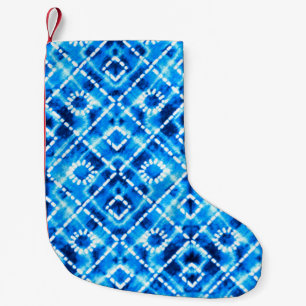 Denim blue tie die texture repeat modern pattern small christmas stocking