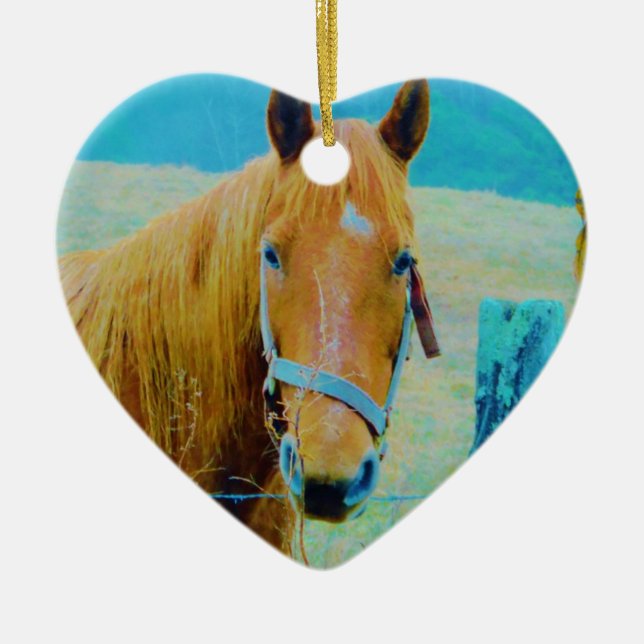 Denim blue tinted Horse Ceramic Ornament (Front)