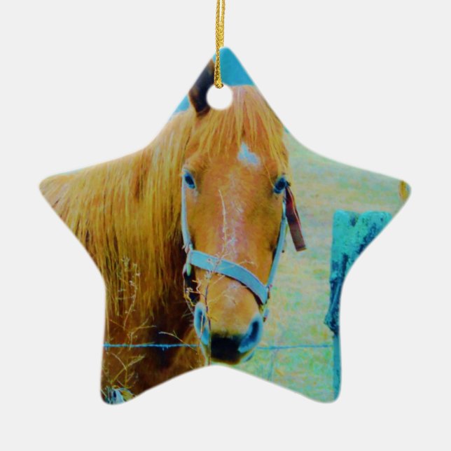 Denim blue tinted Horse Ceramic Ornament (Front)