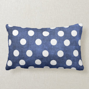 Denim Blue with White Polka Dots Lumbar Pillow