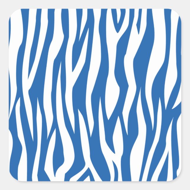 Denim Blue Zebra Print Square Sticker (Front)