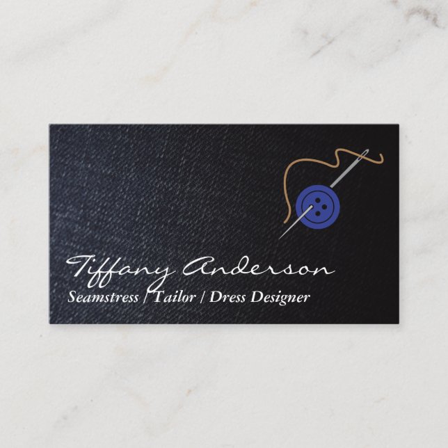 Denim  | Button Needle and Thread Business Card (Front)