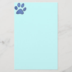 denim cat paw print stationery