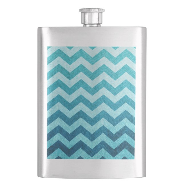 Denim Chevron by Shirley Taylor Hip Flask (Front)