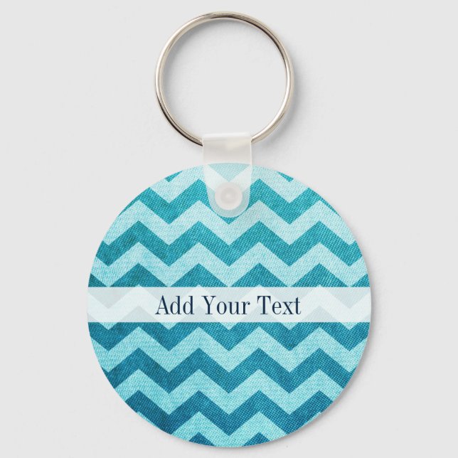 Denim Chevron by Shirley Taylor Keychain (Front)