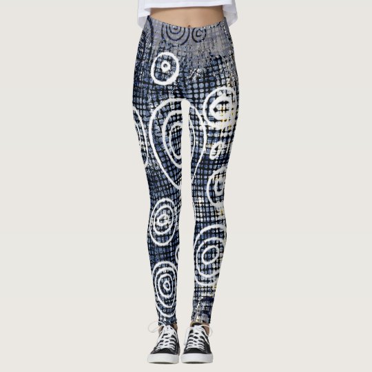 Denim circles and check pattern Leggings