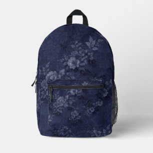 Denim Colour Navy Blue Floral Backpack