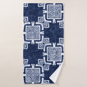 Denim coloured tribal ethnic seamless pattern bath towel