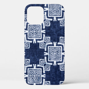 Denim coloured tribal ethnic seamless pattern iPhone 12 case