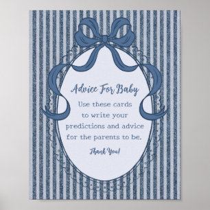 Denim Coquette Bow Blue Jean Advice for Baby Poster