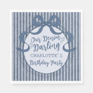 Denim Coquette Bow Blue Jean Baby Birthday Napkin