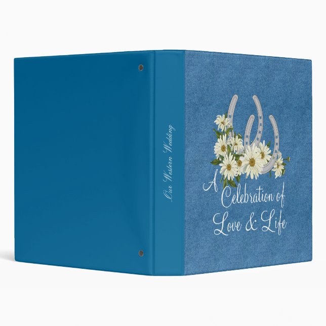 Denim Daisies  Horseshoes Western Wedding Binder (Background)