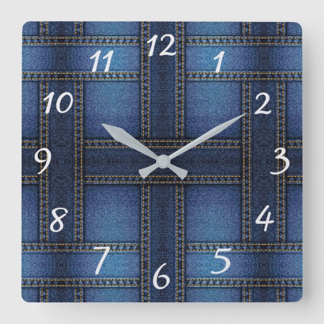Denim Design  Square Wall Clock (Front)