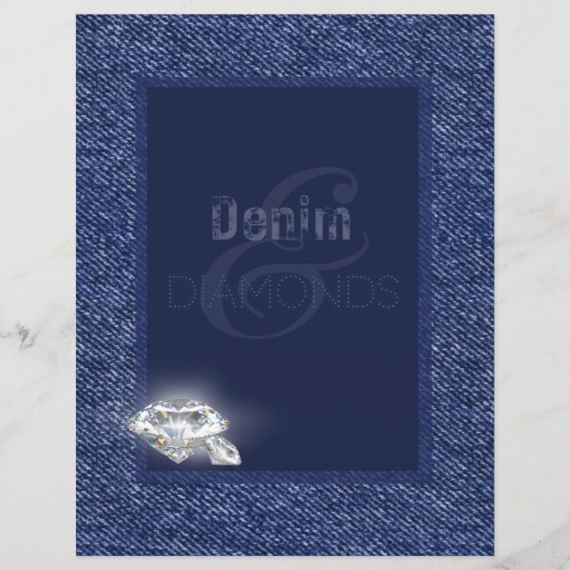 Denim & diamants papier stationnaire. (Devant)