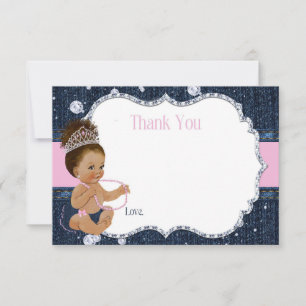 Denim & Diamonds Baby Shower Thank You Card