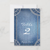 Denim & Diamonds Birthday Party Table Number Card (Back)