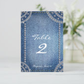 Denim & Diamonds Birthday Party Table Number Card (Standing Front)
