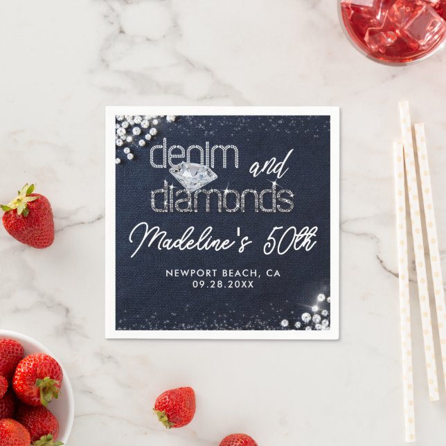 Denim Diamonds Bling Classy Elegant Party Custom Napkin (Insitu)
