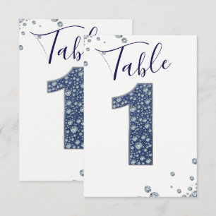 Denim & Diamonds Bling Étincelle Numéro de Table 1