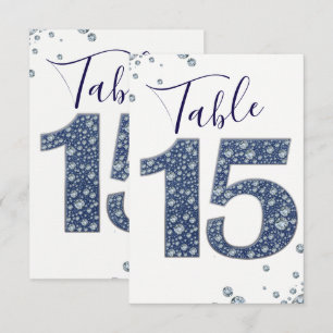 Denim & Diamonds Bling Étincelle Numéro de Table 1