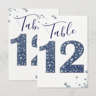 Denim & Diamonds Bling Étincelle Numéro de Table 1