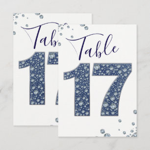 Denim & Diamonds Bling Étincelle Numéro de Table 1