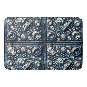 Denim & Diamonds Bling Gemstone Glam Jewels Bath Mat