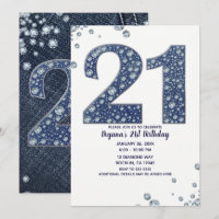 Denim & Diamonds Bling Sparkle 21st 21 Birthday