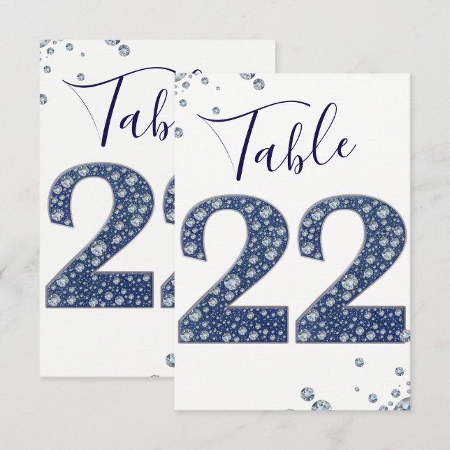 Denim & Diamonds Bling Sparkle Table Number 22 (Front/Back)